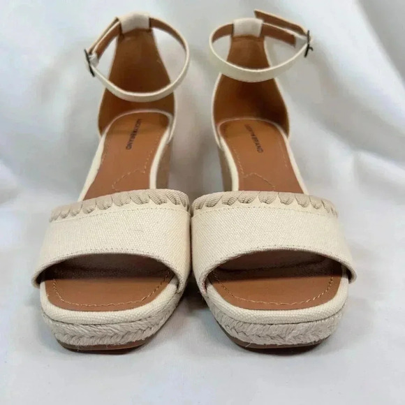 Lucky Brand Size 9.5 Espadrille Platform Sandal Ivory Cork Party - Picture 3 of 10
